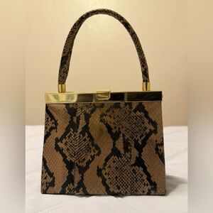 Vintage La Regale Brown and Black Snakeskin Mini Bag